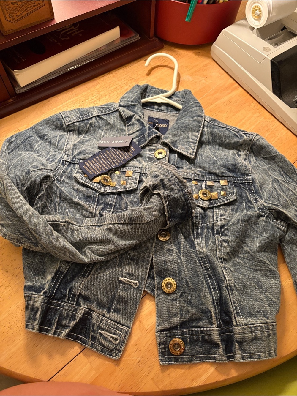 Kids Denim Jacket with Stud Detail - Blue